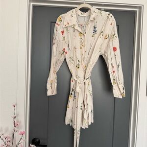 H&M Floral Long Sleeve Dress - Cream